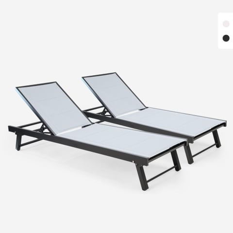 Zestaw 2 leżaki ogrodowe z regulowanymi kołami z aluminium Rimini Promocja
