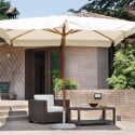 Parasol drewniany prostokątny 3x4 beżowy przeciwwiatrowy Olushe Sprzedaż