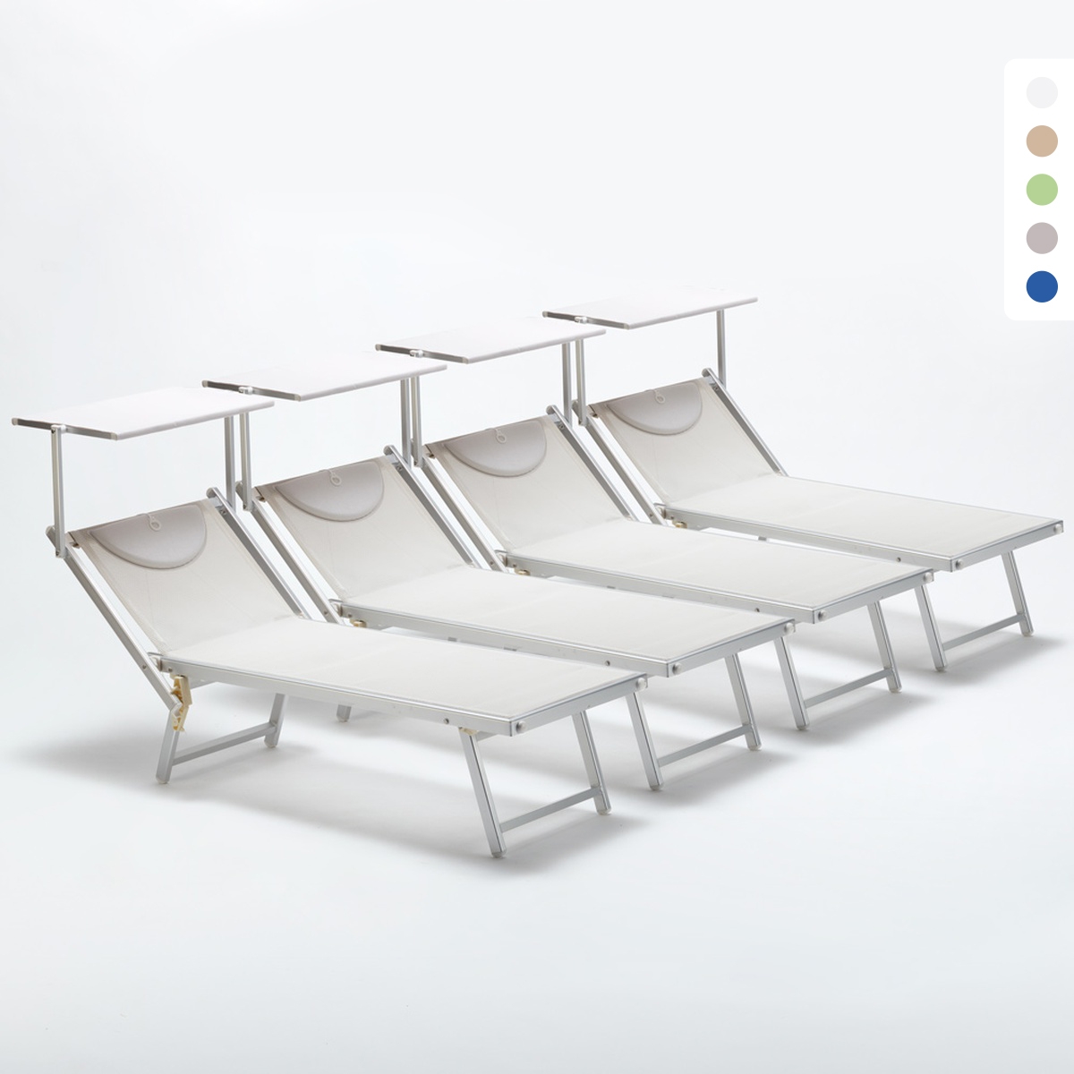 Zestaw 4 aluminiowych leżaków plażowych Italia Wybór Zestaw 4 aluminiowych leżaków plażowych Italia Wybór