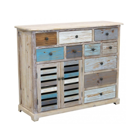 Komoda kredens shabby chic z drewna wielokolorowa Greg Promocja