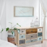Drewniana komoda na kółkach w stylu shabby chic Denny Stan Magazynowy