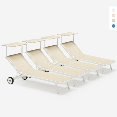 4 Leżaki plażowe z aluminiowymi kółkami Alabama Promocja