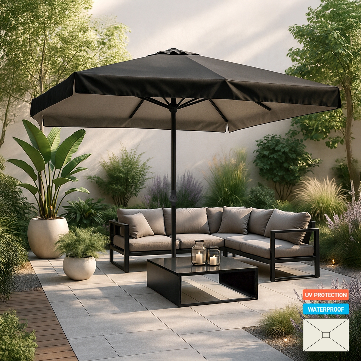Parasol ogrodowy, prostokątny 3x2m Eden Noir Promocja Parasol ogrodowy, prostokątny 3x2m Eden Noir Promocja