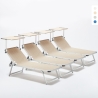Zestaw 4 aluminiowych leżaków plażowych z daszkiem Neptune Promocja