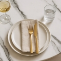Stół do jadalni okrągły w stylu Goblet 120cm z efektem marmuru w kolorze złotym Monika+ Cechy