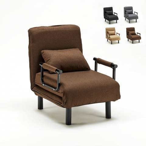Materiałowy rozkładany fotel z poduszką do salonu lub sypialni Deborah Promocja