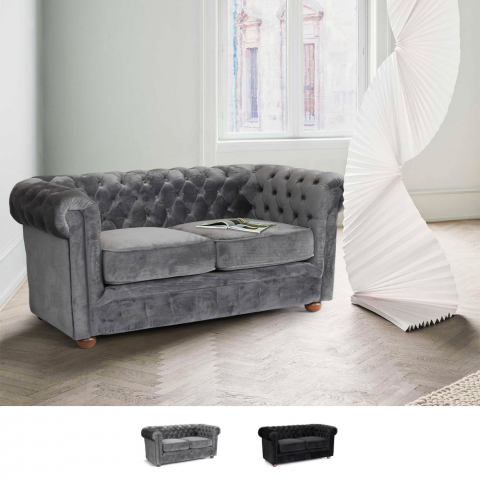 2-osobowa kanapa z tkaniny welurowej ChesterField Design Promocja
