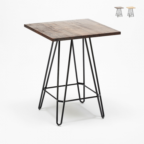 Drewniany stolik z metalowymi nogami 60x60 cm Bolt