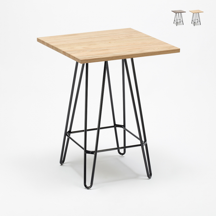 Drewniany stolik z metalowymi nogami styl industrialny 60x60 cm Bolt Rabaty Drewniany stolik z metalowymi nogami styl industrialny 60x60 cm Bolt Rabaty