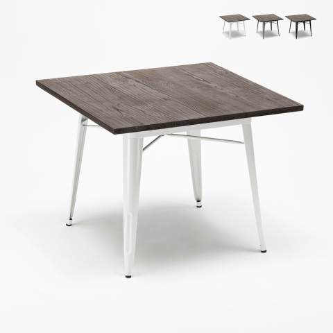 Drewniany stolik z metalowymi nogami 80x80 cm Allen