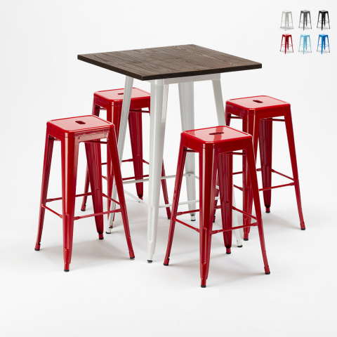 Zestaw 4 metalowe krzesła + 1 stół do baru lub pubów Harlem Promocja