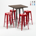 Zestaw 4 metalowe krzesła + 1 stół do baru lub pubów Williamsburg 
