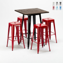 Zestaw 4 metalowe krzesła + 1 stół do baru lub pubów Little Italy 