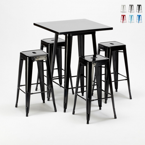Zestaw 4 metalowe krzesła + 1 stół do baru lub pubów New York Promocja