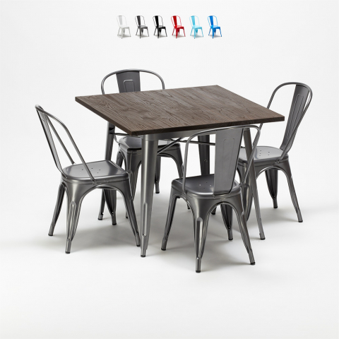 Zestaw 4 metalowe krzesła + 1 stół do baru lub pubów Jamaica