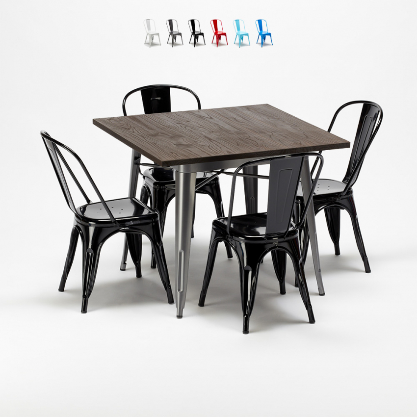 Zestaw 4 metalowe krzesła + 1 stół do baru lub pubów Jamaica Koszt