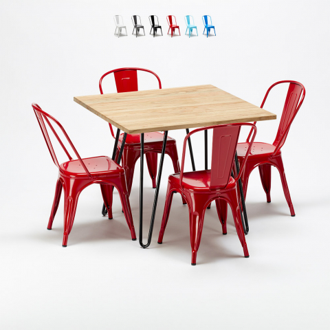 Zestaw 4 metalowe krzesła + 1 stół do baru lub pubów Tribeca