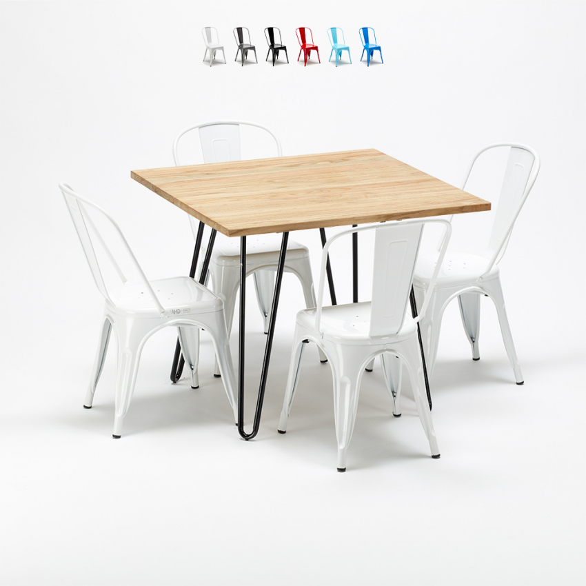 Zestaw 4 metalowe krzesła + 1 stół do baru lub pubów Tribeca Stan Magazynowy Zestaw 4 metalowe krzesła + 1 stół do baru lub pubów Tribeca Stan Magazynowy