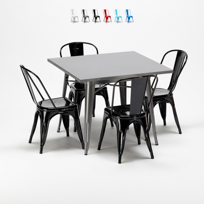 Zestaw 4 metalowe krzesła + 1 stół do baru lub pubów Flushing Koszt