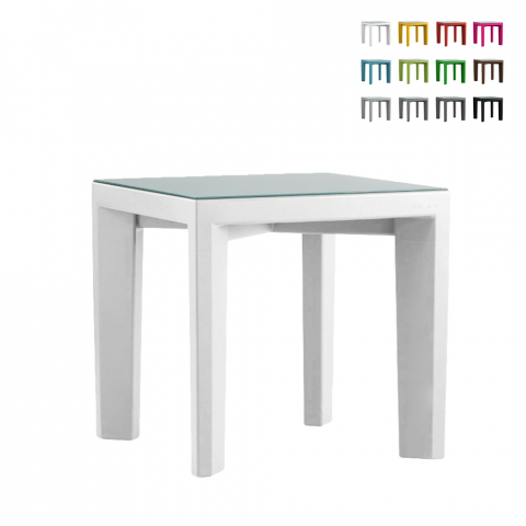 Stół ze szklanym blatem, kwadratowy 75x75 cm Slide Gino Promocja