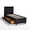 Jednoosbowe łóżko ze schowkami i światłami LED 80x190 cm Geneva Twin Rabaty