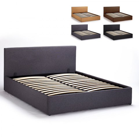 Drewniane dwuosobowe łóżko ze schowkiem 160x190 cm Basel King
