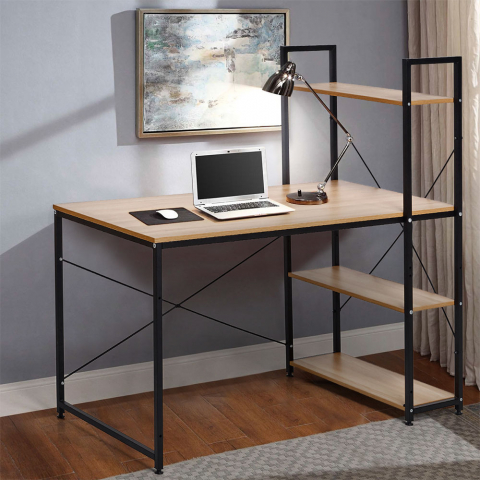 Drewniane biurko styl industrialny z regałem 120x60 cm Empire