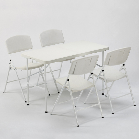 Zestaw mebli ogrodowych, stół 120x60 prostokątny cm i 4 składane krzesła Hood