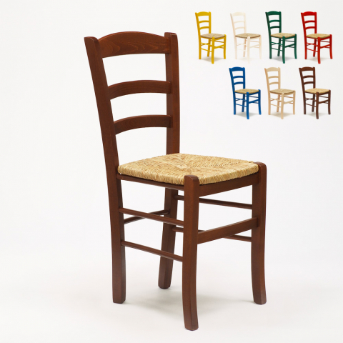 Drewniane krzesło z siedziskiem ze słomy Promocja