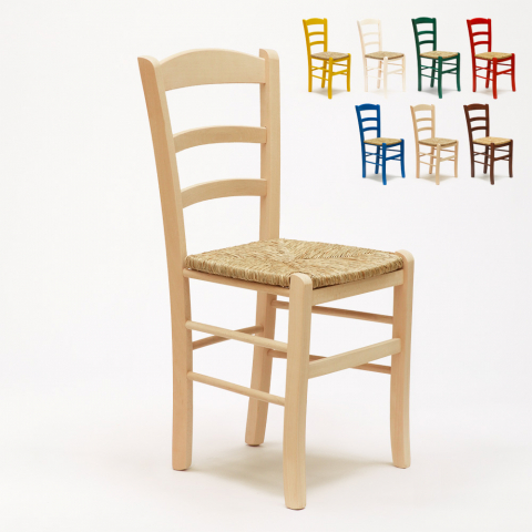 20 szt drewniane krzesła z siedziskiem ze słomy do kuchni Paesana Promocja