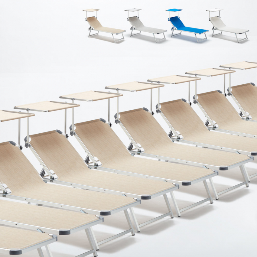 Zestaw 20 aluminiowych leżaków plażowych z daszkiem Nettuno Promocja Zestaw 20 aluminiowych leżaków plażowych z daszkiem Nettuno Promocja