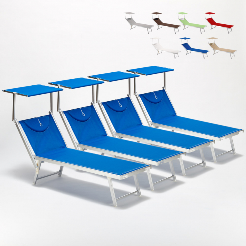 Zestaw 4 aluminiowych leżaków plażowych Santorini Zestaw 4 aluminiowych leżaków plażowych Santorini