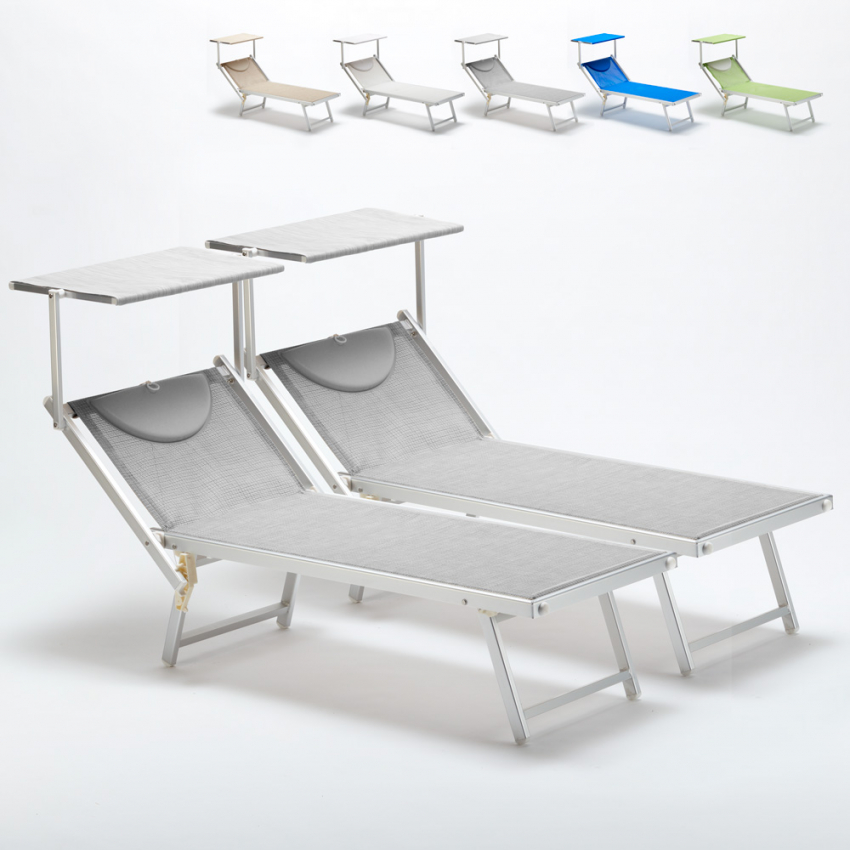 Zestaw 2 aluminiowych leżaków plażowych Italia 