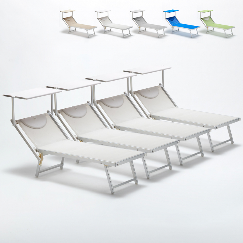 Zestaw 4 aluminiowych leżaków plażowych Italia Promocja