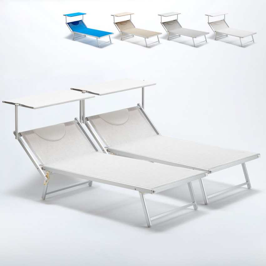 Zestaw 2 aluminiowych leżaków plażowych Xl Grande Italia Promocja Zestaw 2 aluminiowych leżaków plażowych Xl Grande Italia Promocja