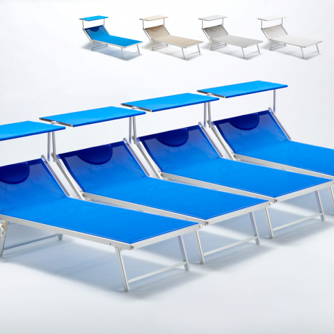 4 duże profesjonalne leżaki plażowe z aluminium Włochy Xl Promocja