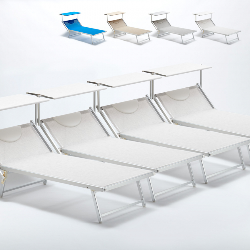 4 duże profesjonalne leżaki plażowe z aluminium Włochy Xl 