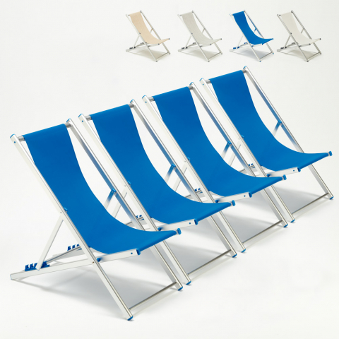 Zestaw 4 leżaków plażowych z aluminium Riccione