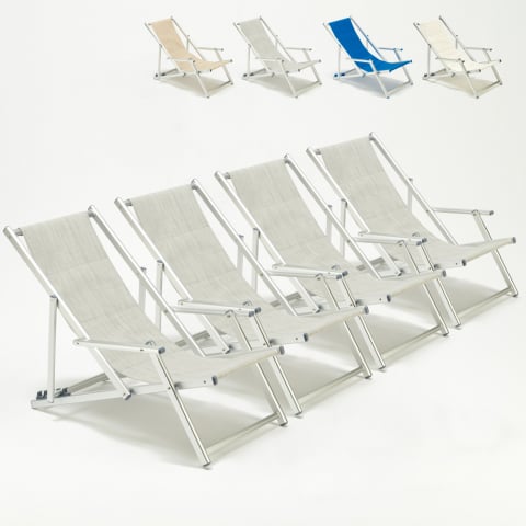 4 krzesla plażowe z aluminiowymi podłokietnikami Riccione Lux
