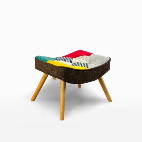 Podnóżek patchwork z drewnianą podstawą nowoczesny design Solum Promocja