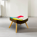 Podnóżek patchwork z drewnianą podstawą nowoczesny design Solum Sprzedaż