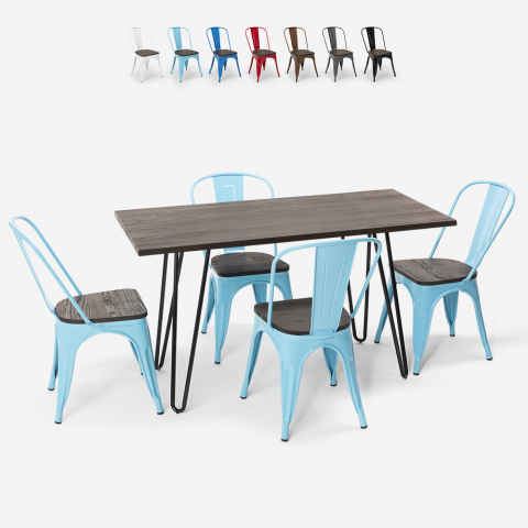 Zestaw mebli ogroodowych, stół 120x60 cm i 4 krzesła Tolix Industriale Roger