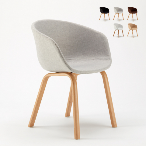 Krzesło metalowe z efektem drewna pokryte materiałowym pokorwcem Komoda
