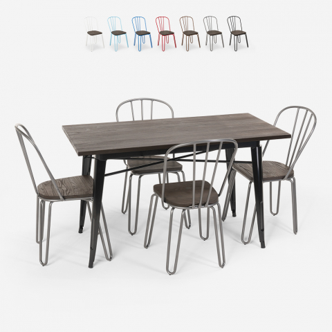 Zestaw mebli ogrodowych stół 120x60 cm z 4 krzesłami Tolix Otis Promocja