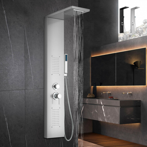 Panel prysznicowy Sirmione z baterią wodospadową i kolumną prysznicową z hydromasażem