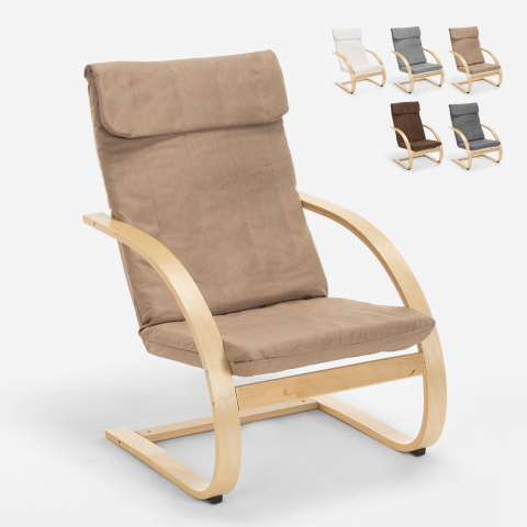 Drewniany fotel na biegunach do salonu nordycki design Aarhus