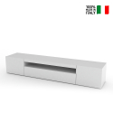 Design szafka TV z drzwiami szufladowymi klapowymi 200cm Daiquiri White L Oferta