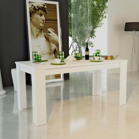 Biały wysuwany stół do jadalni 160-210x90cm, drewniany Jesi Larch