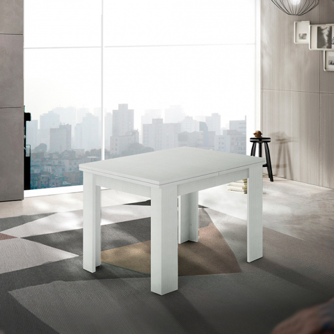 Biały rozkładany stół do jadalni 90-180x90cm, drewniany Jesi Liber Wood