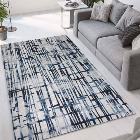 Szaro-niebieski dywan w nowoczesnym stylu krótki włos CEL001